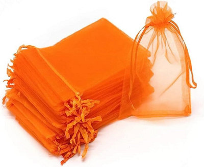 Shatchi 50Pcs Orange Luxury Organza Jewellery Pouches Xmas Christmas Wedding Anniversary Favours Gifts Bag 7 X 9 Cm from B&Q