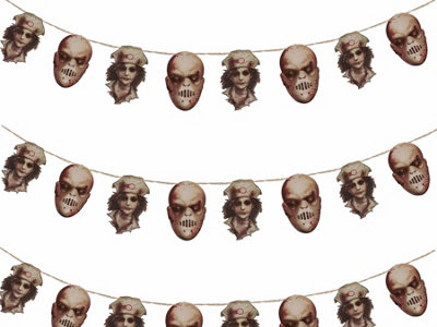 Shatchi 8Pcs Halloween Chopped Bloody Faces Garland Scary Horror Cut-Outs Bunting Banner from B&Q