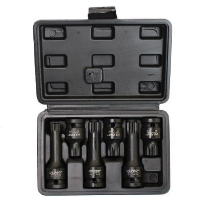 Us Pro Industrial 6Pc 1/2" Dr Impact Spline Bit Sockets Shallow & Deep M14 M16 M18 1379 from B&Q