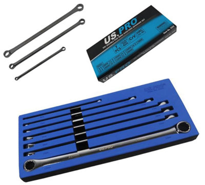  - Us Pro 7Pc Aviation Double Ended Ring Extra Long Spanner Set 8mm To 24mm 3222