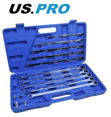 Us Pro 10Pc Extra Long Double Ring Single Gear Ratchet Spanner Set - Image 4