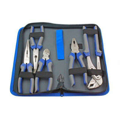 Us Pro Tools 5Pc Pliers Set In Case Combination Long Bent Nose Side Cutters Water Pump 1821 from B&Q
