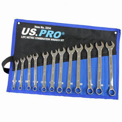 Us Pro Tools 12Pc Combination Spanner Set Metric 819mm 3234 from B&Q