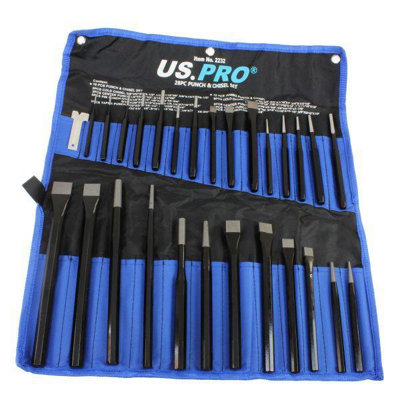 Us Pro Tools 28Pc Punch & Chisel Tool Set, Punches And Chisels 2232 Black