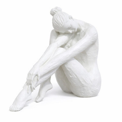 White Sitting Lady Sculpture Aesthetic Minimalist Scandinavian Home Styling - Image 3