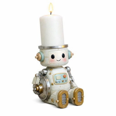 Gifts Direct 2 U Unisex Multicolor Retro Robot Candle Holder 1Pc - Image 3