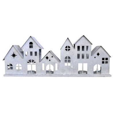 Gifts Direct 2 U Christmas Village Tealight Candle Holder Rustic White from B&Q