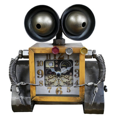 B&Q -  Square Industrial Robot Quartz Shelf Clock