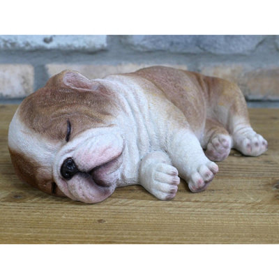 Sleeping English Bulldog Ornament Lifelike Puppy Garden Statue Dog Decor Gift - Image 3