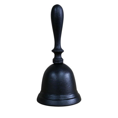 B&Q -  Small Cast Iron Hand BellBlackH20 X W9 X D9 Cm.