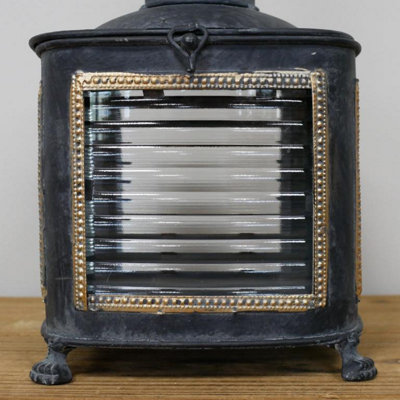 Gifts Direct 2 U Vintage Square Metal Lantern With Glass Panels, H32 X W18 X D18Cm.