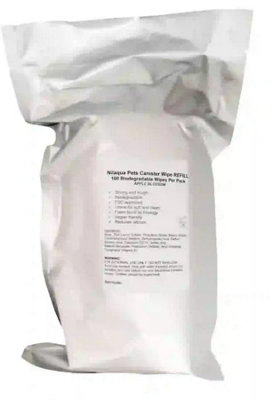B&Q Nilaqua Biodegradable Bamboo Pet Wipes - 100Pk Apple Refills