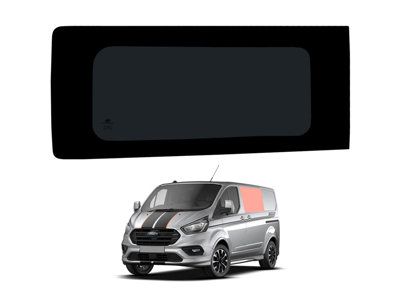 B&Q -  Side Window Ford Transit Custom Left Sliding Door Dark Tint Glass Fixed