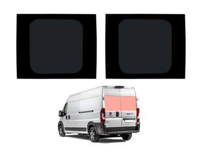 B&Q -  Fiat Ducato (2006 +) Rear Barn Door Dark Tint Windows Pair Conversion Glass