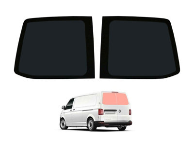 Van Demon Vw Transporter T6 (2015 +) Rear Twin Barn Door Dark Tint Glass Windows Pair