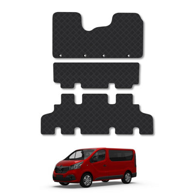 Car Mat Co Renault Trafic Minibus 2014+ Van Floor Mats Set 3Pcs Rubber Heavy-Duty Black from B&Q