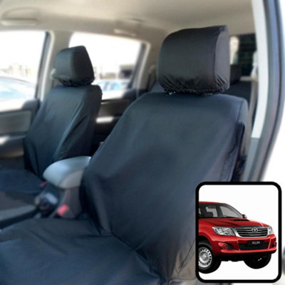 B&Q -  Toyota Hilux (2005-2016 Double Cab) Tailored Black Seat Covers Airbag Compatible Heavy-Duty Seat Protection Accessories