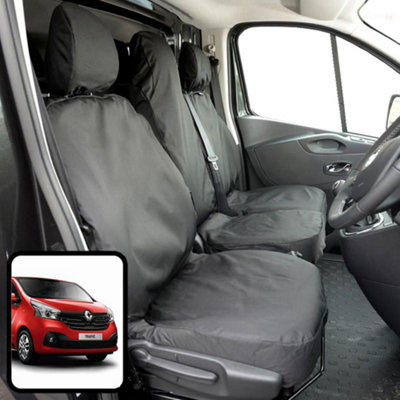 B&Q -  Renault Trafic (2014+) (Business Plus Model) Tailored Black Seat Covers Airbag Compatible Heavy-Duty Seat Protection Accessories