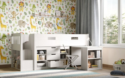 B&Q -  Charles Wooden Cabin BedWhite