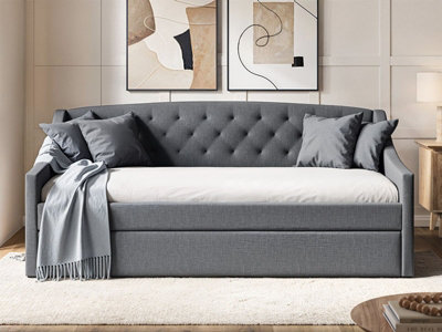 Flair Aurora Fabric Daybed With Trundle - Grey