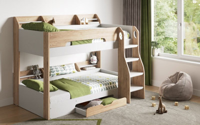 B&Q -  Flick Bunk Bed With Shelves And DrawerOak