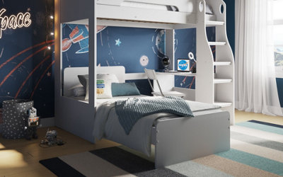 B&Q -  Cosmic L Shaped Wooden Bunk BedWhite