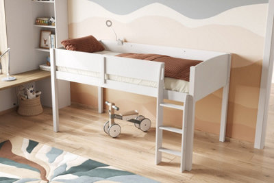 B&Q -  Loop Wooden Midsleeper Cabin BedWhite