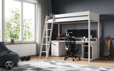 B&Q -  Noomi Tera Solid Wood Gaming Highsleeper BedWhite