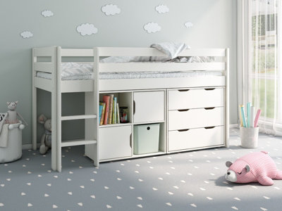 B&Q -  Noomi Nora Midi Wooden Midsleeper Storage CabinWhite