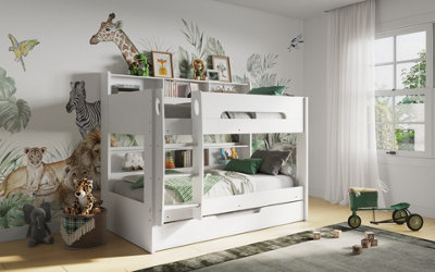 Flair Interstellar Wooden Bunk Bed And Trundle Set - White