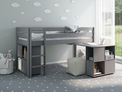 Flair Grey Noomi Nora Midi Wooden Midsleeper Craft Cabin