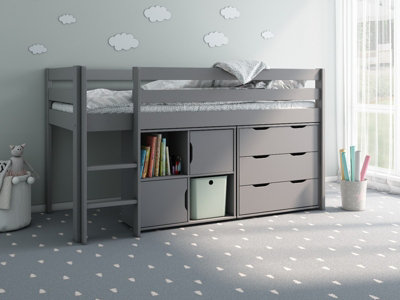 Flair Grey Noomi Nora Midi Wooden Midsleeper Storage Cabin