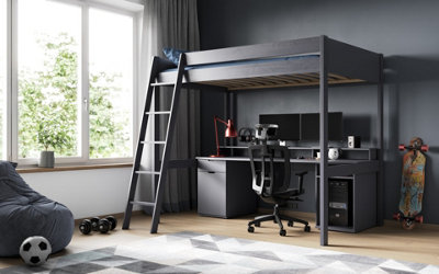 B&Q -  Noomi Tera Small Double Gaming Highsleeper BedGrey