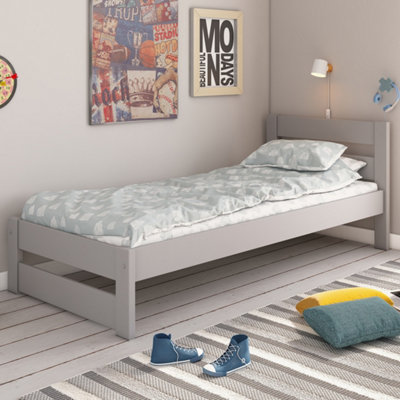 Flair Noomi Tera Solid Wood Single Bed - Grey