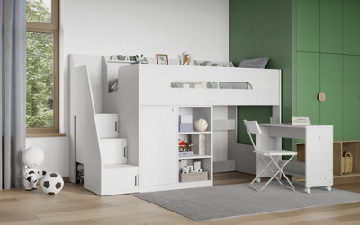 B&Q -  Stepaside Staircase High Sleeper Work Station White