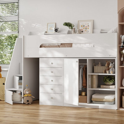 B&Q -  Stepaside Wooden High Sleeper Storage StationWhite