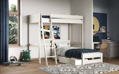 Flair Noomi Tera Highsleeper With L Shaped Single Bed - White