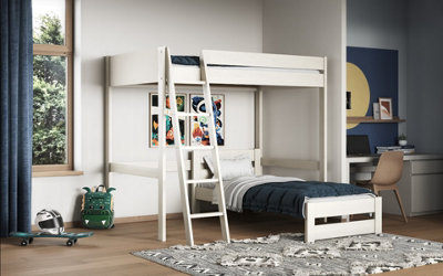 Flair White Noomi Tera Double Highsleeper With Shaped Single Bed Small