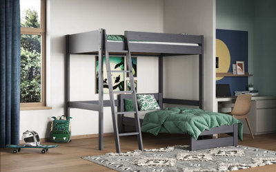 Flair Grey Noomi Tera Double Highsleeper With Shaped Single Bed Small