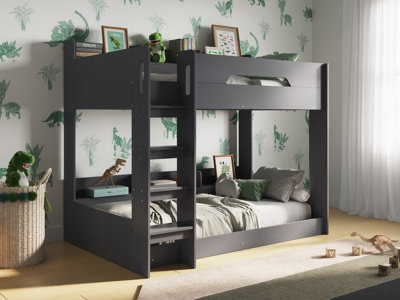 Flair Gravity Low Bunk Bed With Shelves - Grey