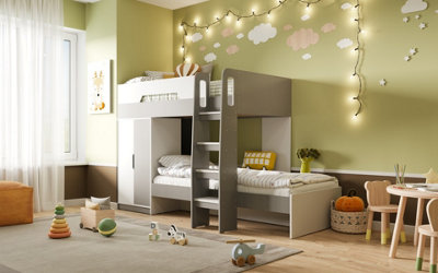 B&Q -  Benito Wooden Bunk BedWhite And Grey