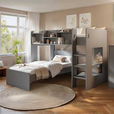 Flair Wizard L Shaped Bunk With Single BedGrey from B&Q