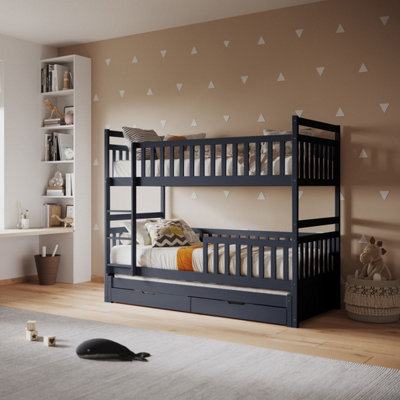 Flair Elvis Bunk Bed With Trundle And Drawers - Grey