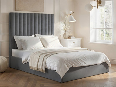 Flair Grey Everley Fabric Ottoman Kingsize Bed