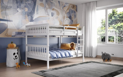 Flair Tetrad Small Double White Detachable Bunk Bed - Pine Wood - Modern Shaker Design - Converts to Two Beds - Image 6