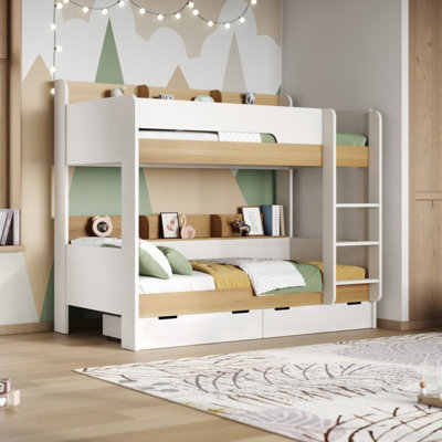 Flair Grey/White Eddie Wooden Storage Bunk - Oak B&Q