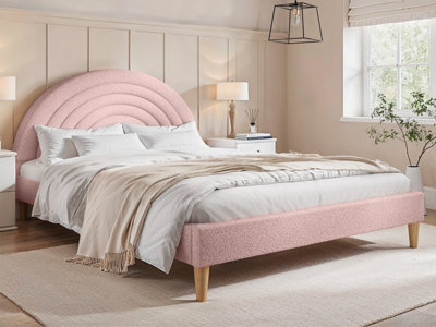 Flair Ava Boucle Fabric Double BedPink