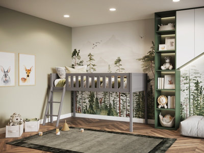 Flair Grey Bea Wooden Midsleeper Cabin Bed