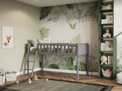 B&Q -  Bea Shorty Wooden Midsleeper Cabin Bed (75X175Cm)Grey