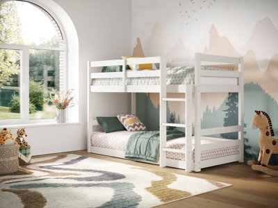Flair White Shasha Low Shorty Wooden Bunk Bed (75X175cm)